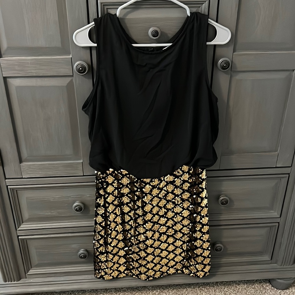 Black and Gold sequin sleeveless dress